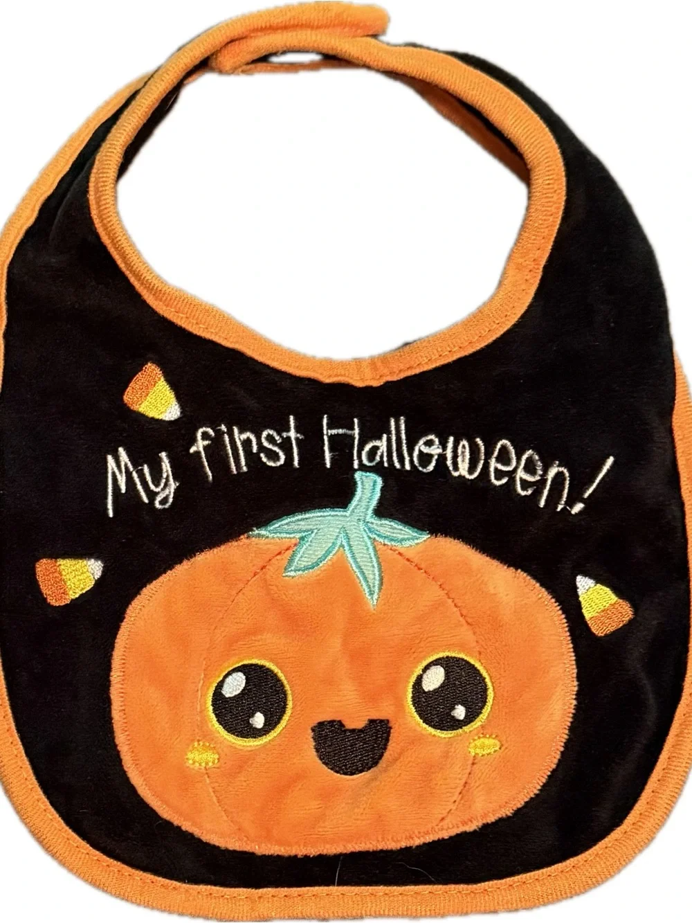 My First Halloween Pumpkin Baby Bib - Orange and Black